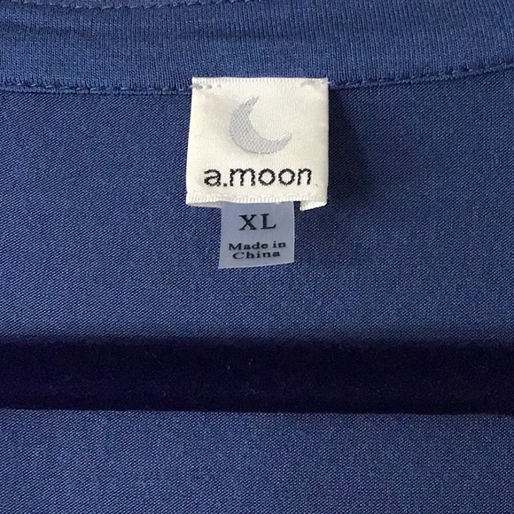 a.moon XL Blue Button Up Blouse with Lace Sleeves - Picture 3 of 7